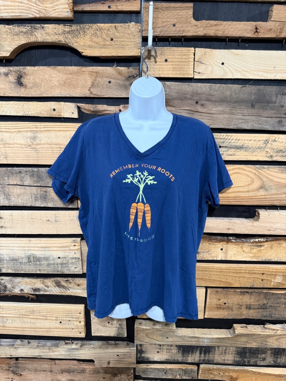 Life Is Good Blue Remember Your Roots Graphic T-shirt Women’s Size XL